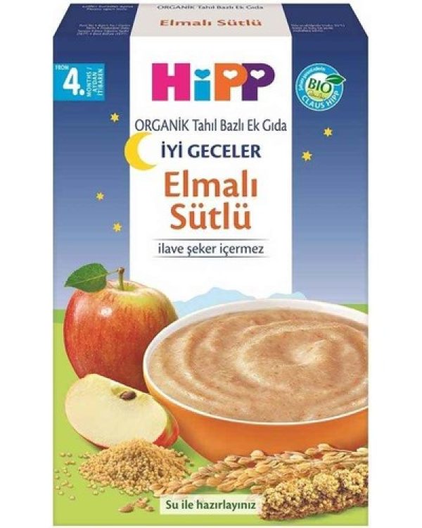 Hipp Mama Organik Tahıl Bazlı Ek Gıda Gece Elmalı Sütlü 250gr