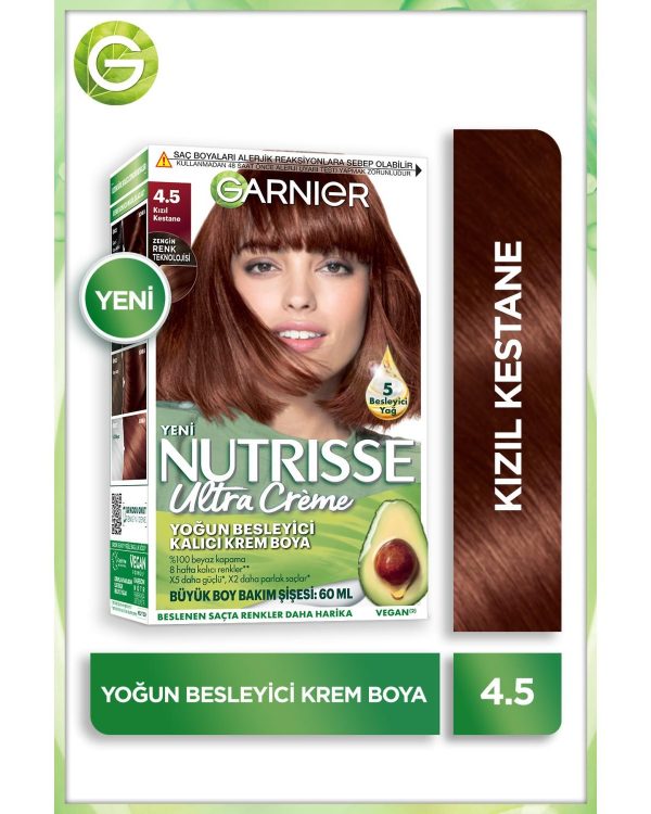 Garnier Nutrisse Saç Boyası 4.5 Kızıl Kestane