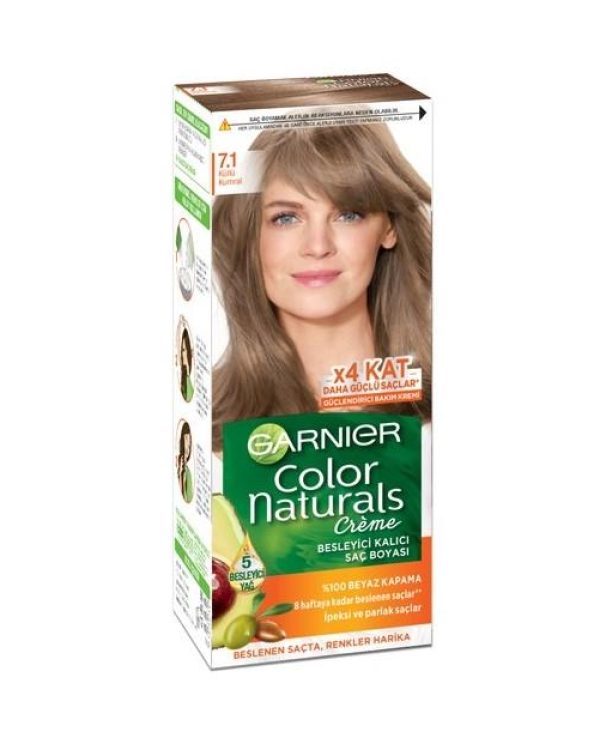 Garnier Color Naturals Saç Boyası 7.1 Küllü Kumral X4 Kat Yeni