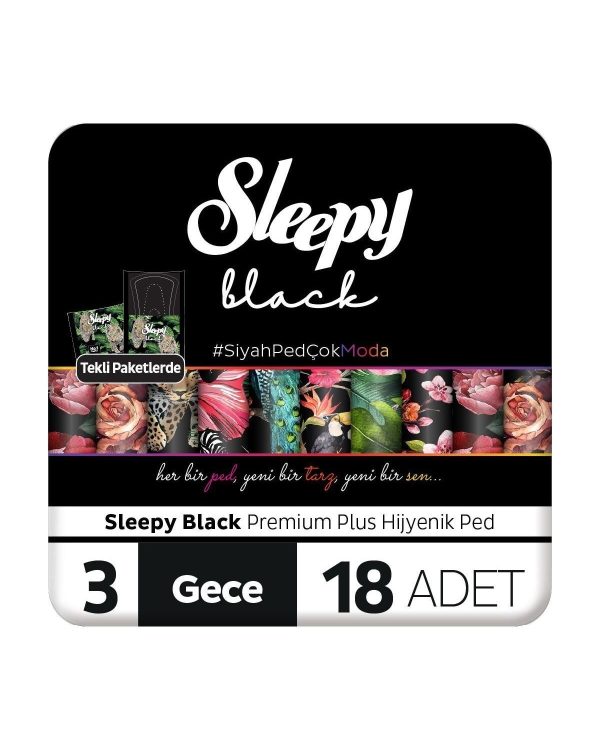 Sleepy Hijyenik Ped Black Süper Eko Gece 18li No:3